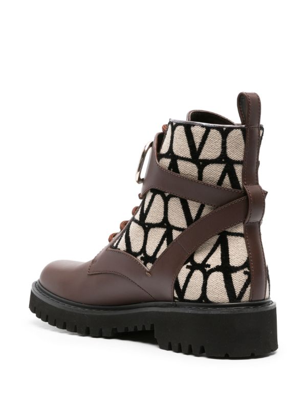 Valentino Garavani Brown Toile Iconographe Leather Boots | Browns Boots