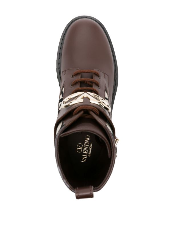 Valentino Garavani Brown Toile Iconographe Leather Boots | Browns Boots