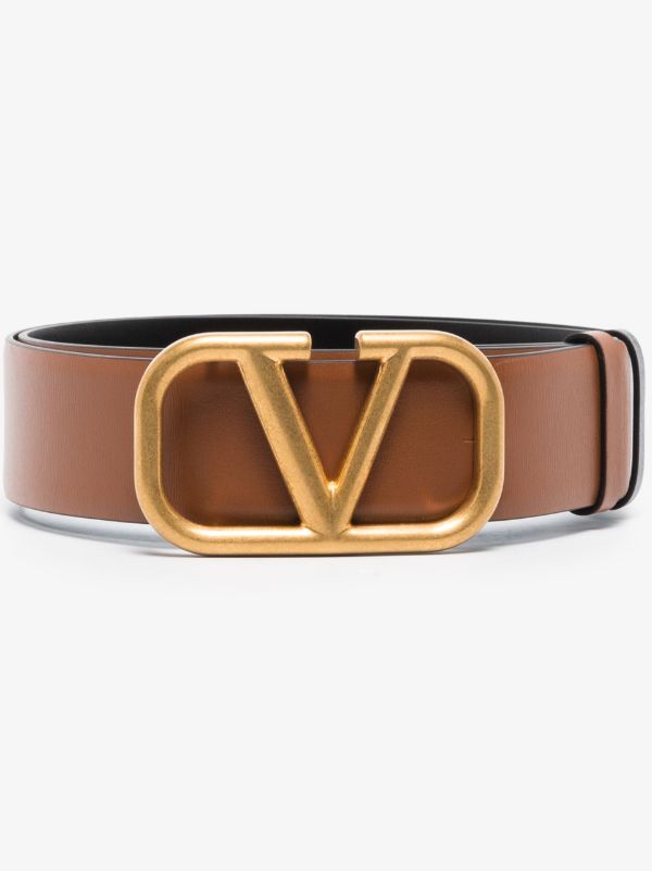 Valentino Garavani Brown VLogo Signature reversible leather belt | Browns Belts