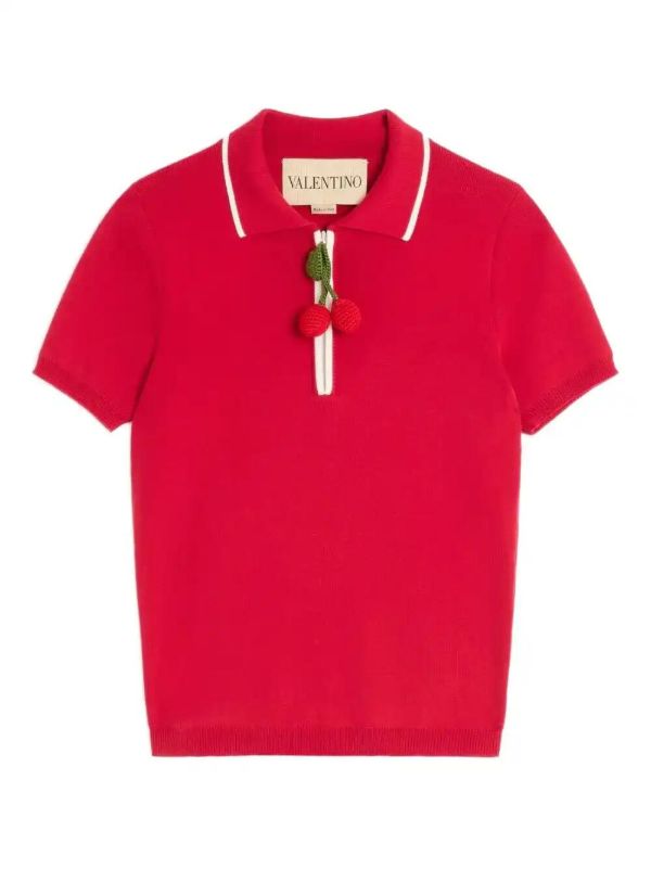 Valentino Garavani Cherry-charm polo top | Browns Polo Tops