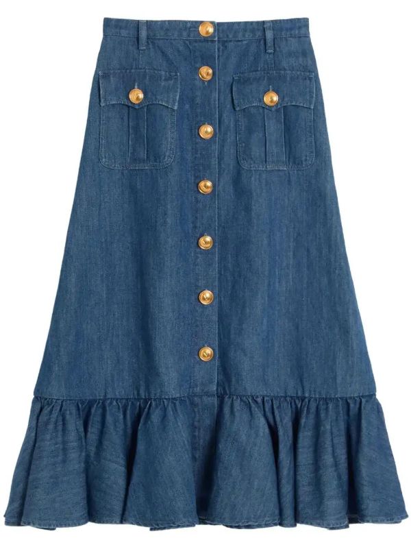 Valentino Garavani denim midi skirt | Browns A-Line Skirts