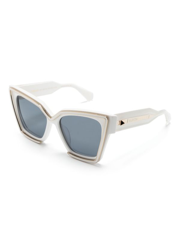 VALENTINO GARAVANI EYEWEAR White V-Grace Cat-Eye Sunglasses | Browns Sunglasses
