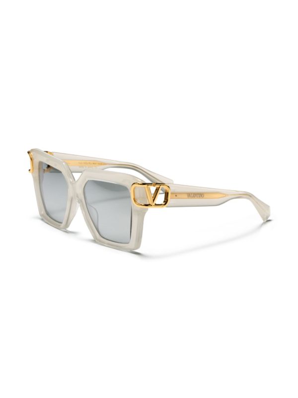 VALENTINO GARAVANI EYEWEAR White VLogo Square-frame Sunglasses | Browns Sunglasses