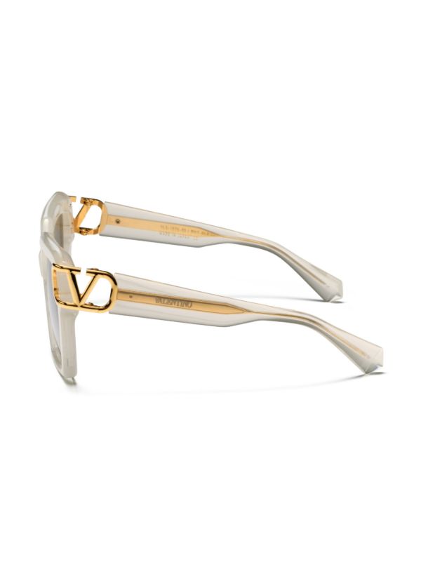 VALENTINO GARAVANI EYEWEAR White VLogo Square-frame Sunglasses | Browns Sunglasses