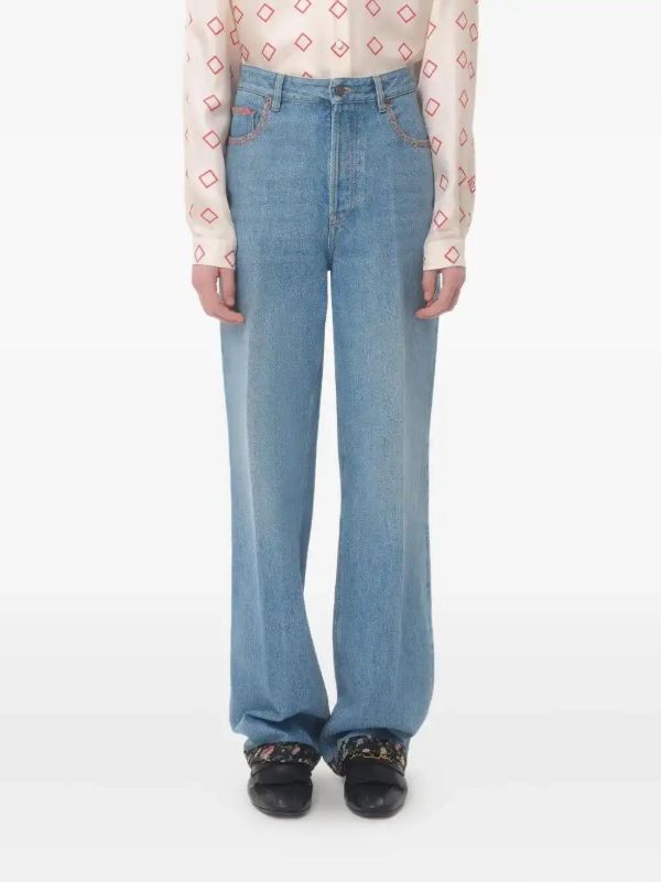 Valentino Garavani Floral-trim Jeans | Browns Straight-Leg Jeans