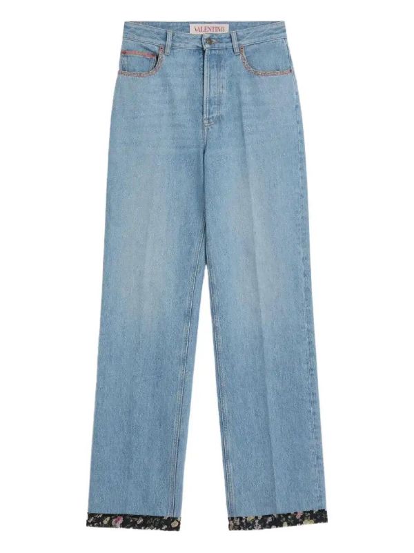 Valentino Garavani floral-trim jeans | Browns Straight-Leg Jeans