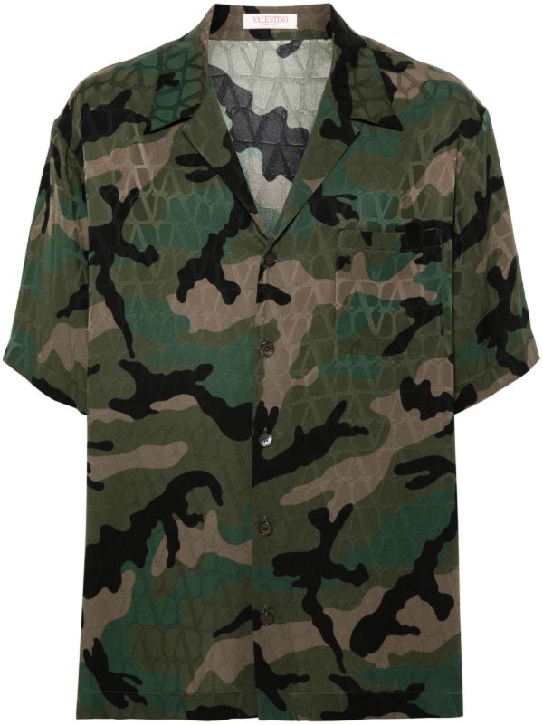 Valentino Garavani Green Camo Iconographe Shirt | Browns Shirts
