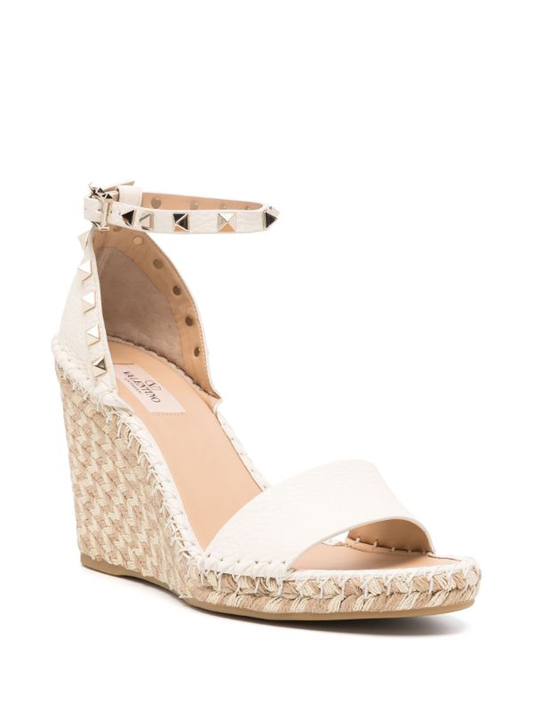 Valentino Garavani Neutral Rockstud 105 Espadrille Wedges | Browns Espadrilles