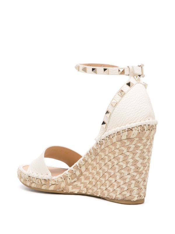 Valentino Garavani Neutral Rockstud 105 Espadrille Wedges | Browns Espadrilles