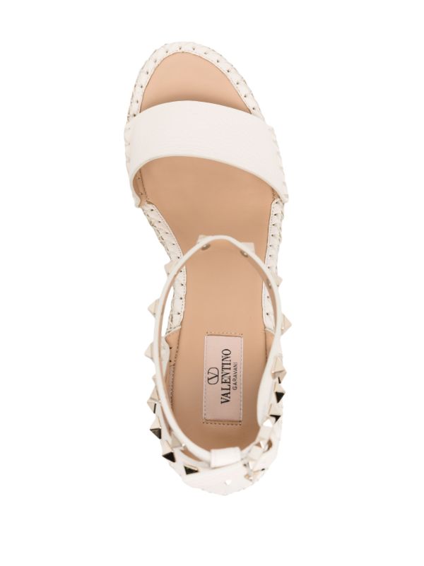 Valentino Garavani Neutral Rockstud 105 Espadrille Wedges | Browns Espadrilles