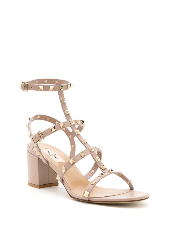 Valentino Garavani Neutral Rockstud 60 Leather Sandals | Browns Sandals