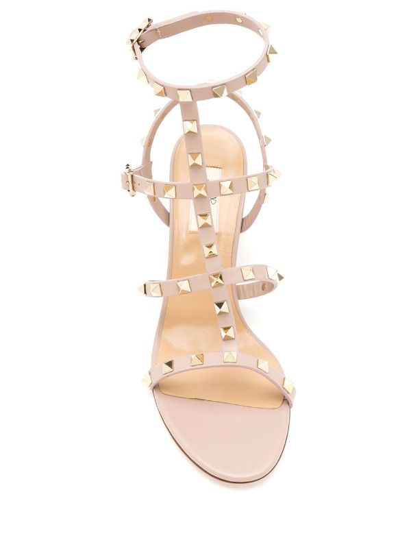 Valentino Garavani Neutral Rockstud 60 Leather Sandals | Browns Sandals