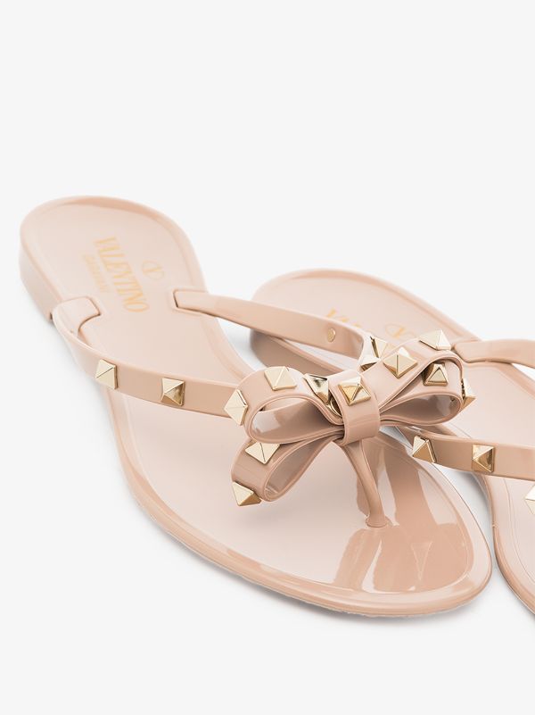 Valentino Garavani Neutral Rockstud Rubber Sandals | Browns Sandals