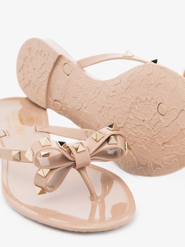 Valentino Garavani Neutral Rockstud Rubber Sandals | Browns Sandals