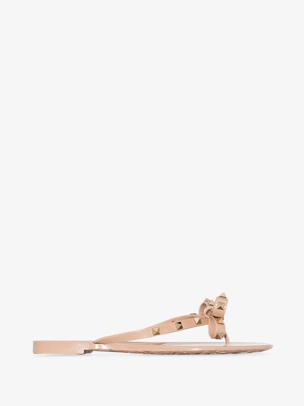 Valentino Garavani Neutral Rockstud Rubber Sandals | Browns Sandals