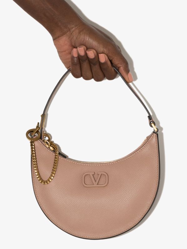 Valentino Garavani neutral VLogo Signature Mini Leather Shoulder Bag | Browns Shoulder Bags