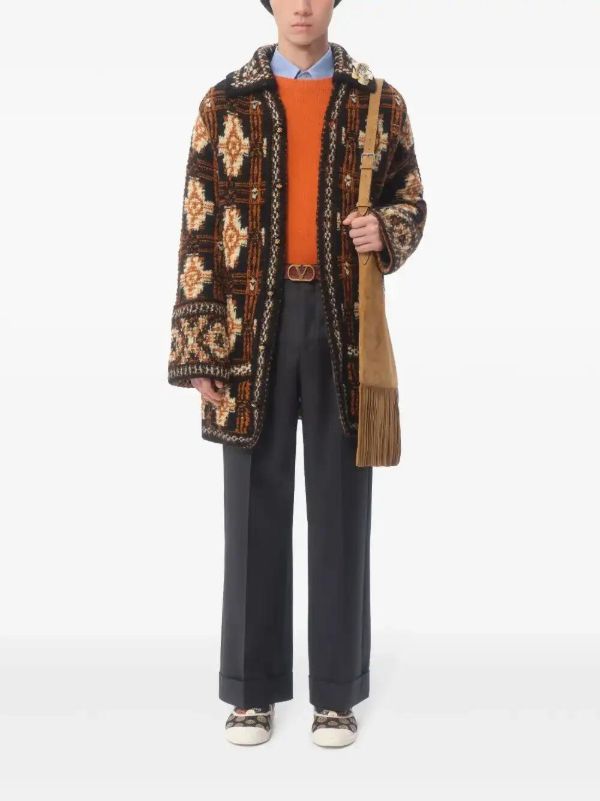 Valentino Garavani Patterned Cardi-Coat | Browns Single Breasted Coats