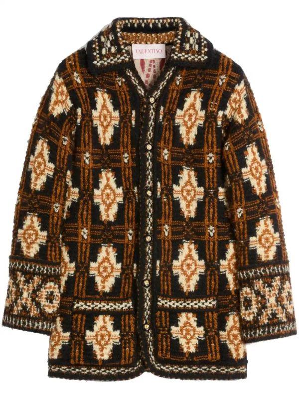 Valentino Garavani Patterned Cardi-Coat | Browns Single Breasted Coats
