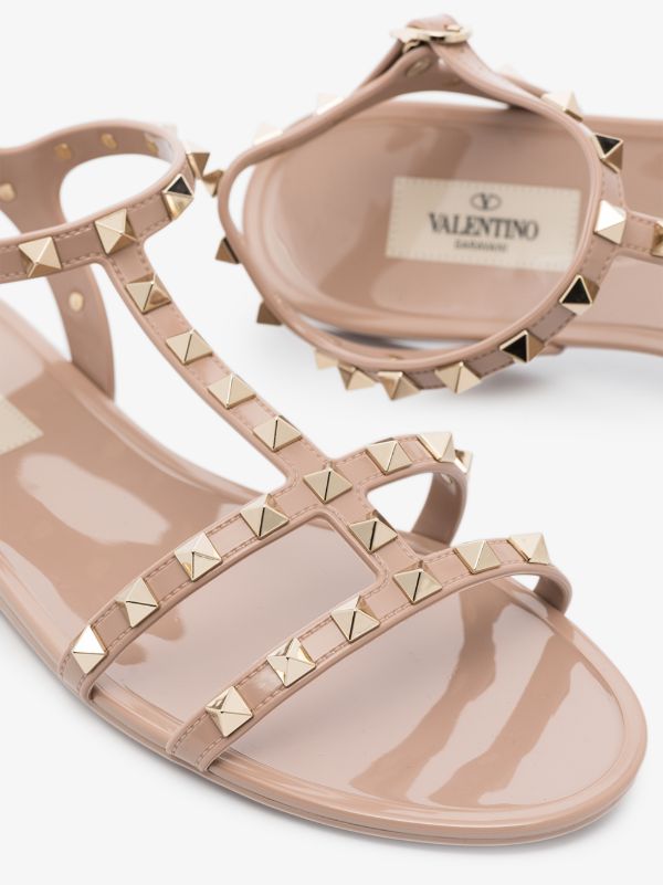 Valentino Garavani Pink Rockstud Rubber Sandals | Browns Sandals