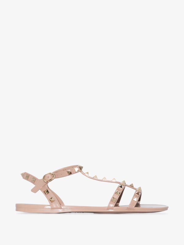 Valentino Garavani pink Rockstud rubber sandals | Browns Sandals