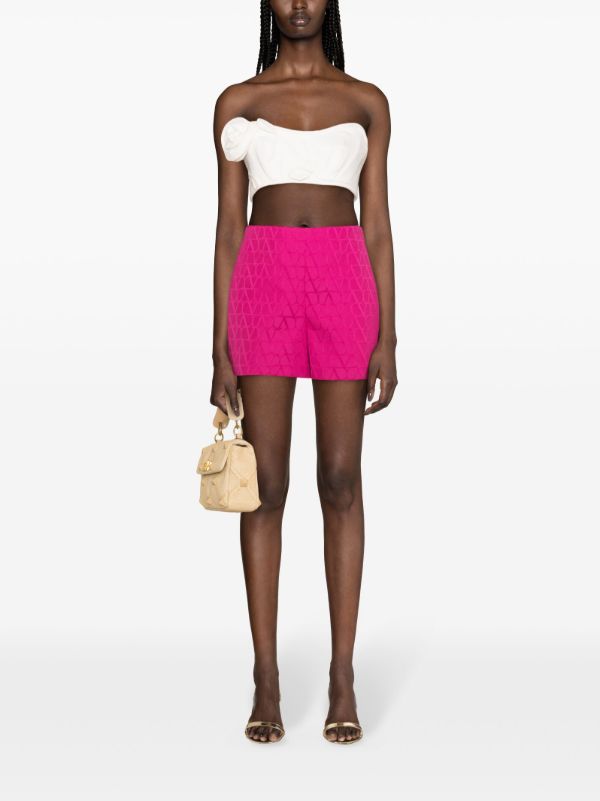 Valentino Garavani Pink VLogo Jacquard Tailored Shorts | Browns Short & Mini Shorts
