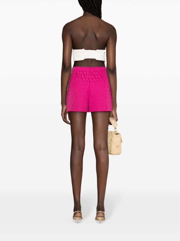 Valentino Garavani Pink VLogo Jacquard Tailored Shorts | Browns Short & Mini Shorts