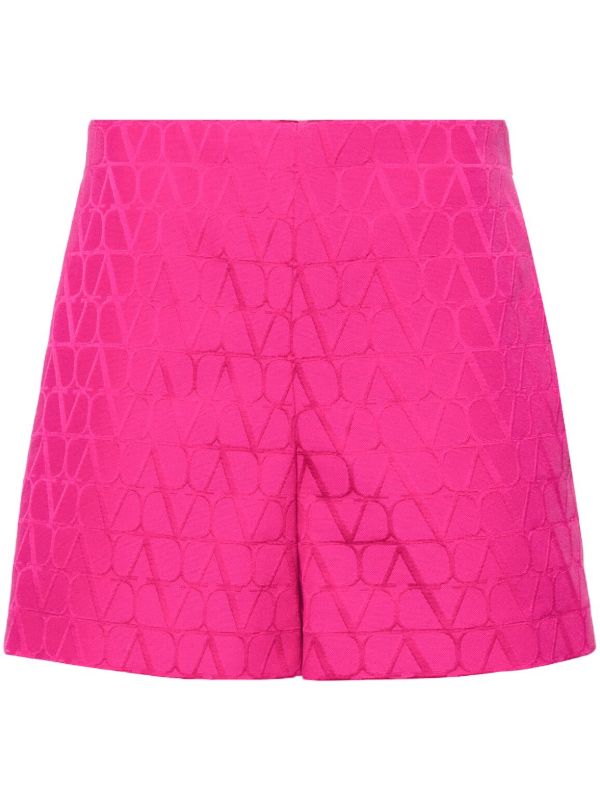 Valentino Garavani Pink VLogo Jacquard Tailored Shorts | Browns Short & Mini Shorts