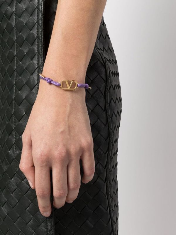 Valentino Garavani Purple Leather VLogo Signature Bracelet | Browns Bracelets