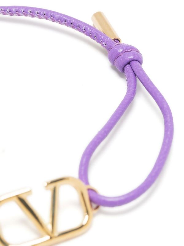 Valentino Garavani Purple Leather VLogo Signature Bracelet | Browns Bracelets