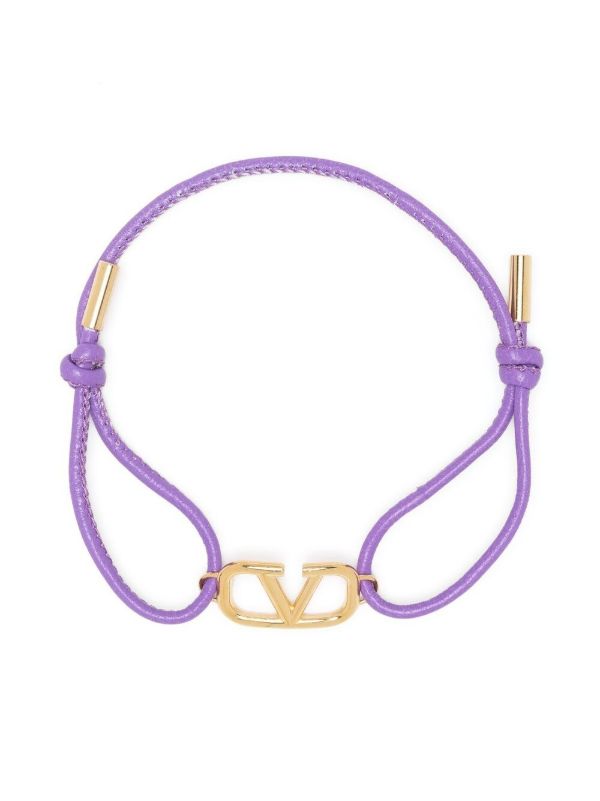 Valentino Garavani Purple Leather VLogo Signature Bracelet | Browns Bracelets