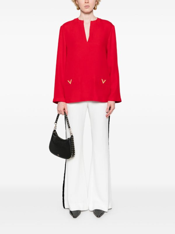 Valentino Garavani Red V Gold Silk Shirt | Browns Shirts