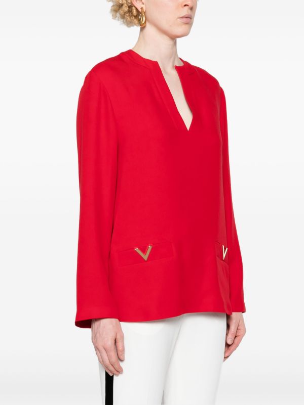 Valentino Garavani Red V Gold Silk Shirt | Browns Shirts