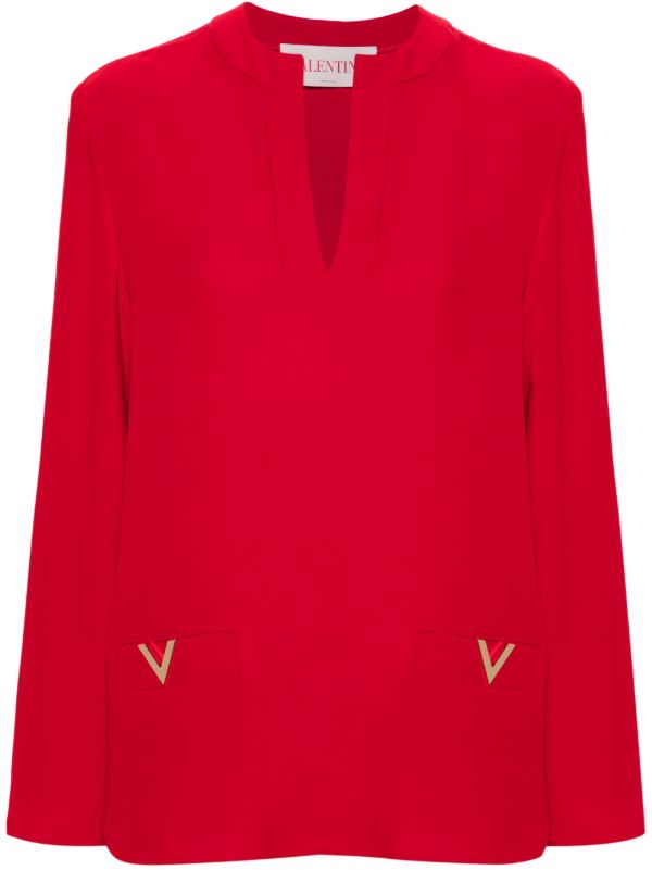 Valentino Garavani red V Gold silk shirt | Browns Shirts