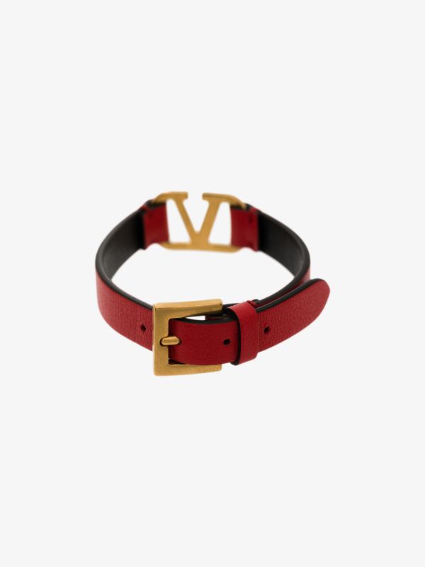 Valentino Garavani Red VLogo Signature Leather Bracelet | Browns Bracelets