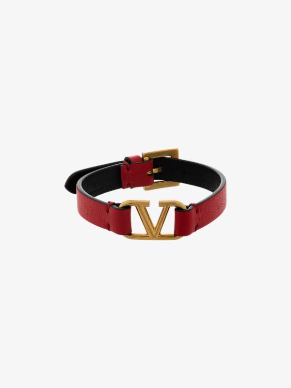 Valentino Garavani red VLogo Signature leather bracelet | Browns Bracelets