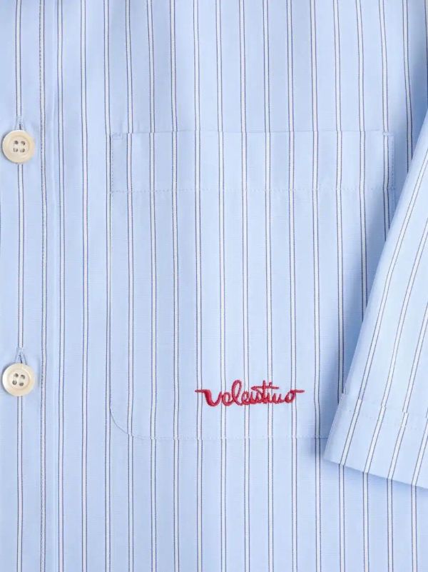 Valentino Garavani Striped-pattern Embroidered-logo Shirt | Browns Shirts