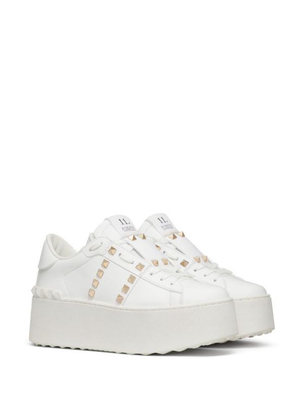 Valentino Garavani White Rockstud Flatform Sneakers | Browns Sneakers