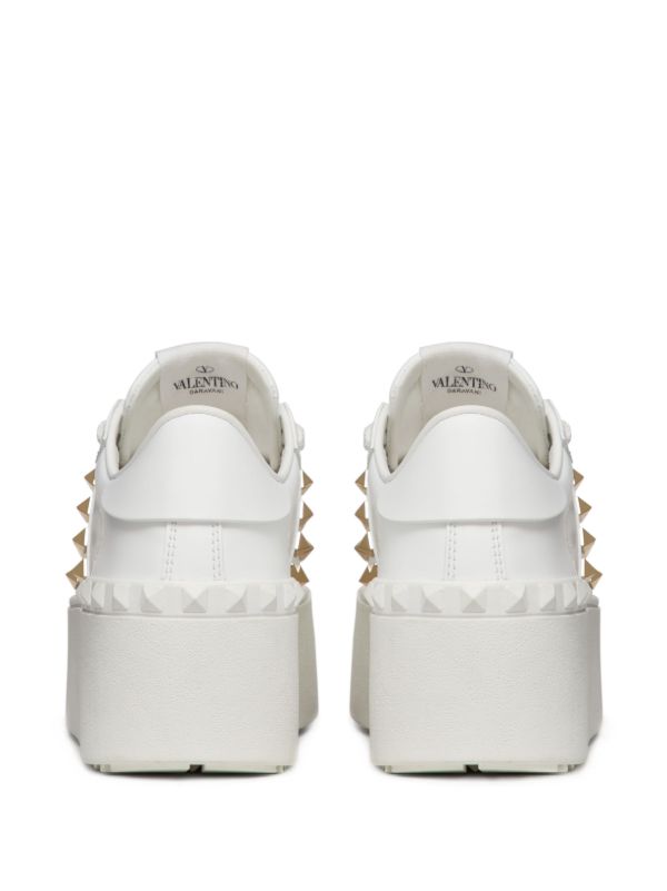 Valentino Garavani White Rockstud Flatform Sneakers | Browns Sneakers