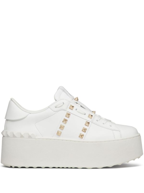 Valentino Garavani White Rockstud Flatform Sneakers | Browns Sneakers