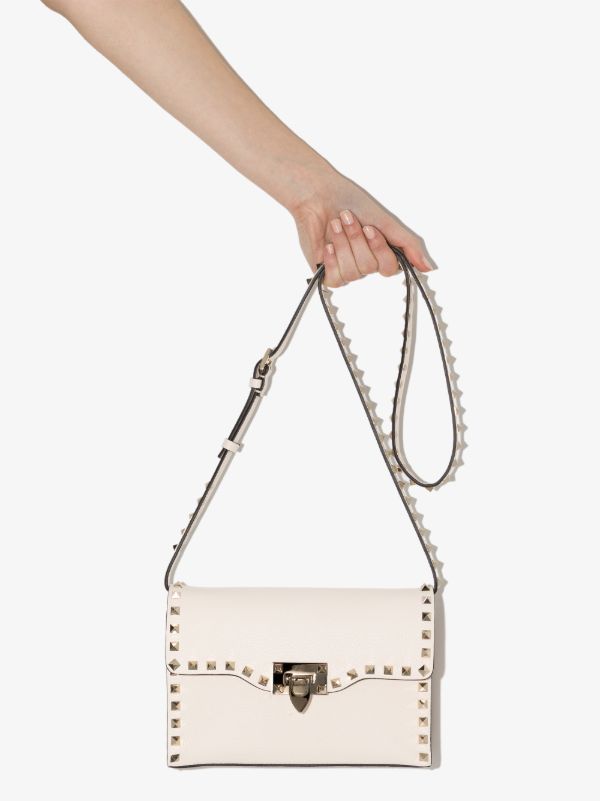 Valentino Garavani White Rockstud Small Leather Cross Body Bag | Browns Messenger & Crossbody Bags
