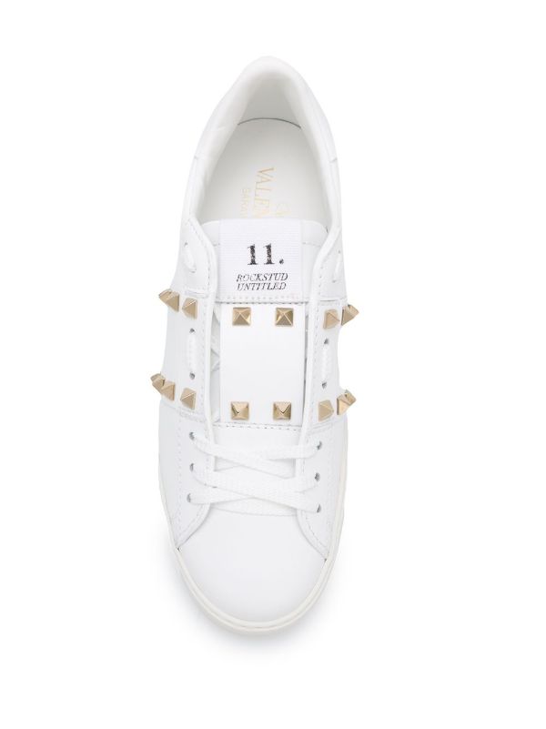 Valentino Garavani White Rockstud Untitled 11 Leather Sneakers | Browns Sneakers
