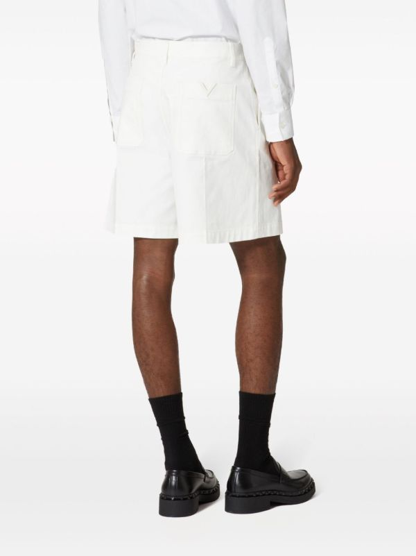 Valentino Garavani White V-detail Canvas Bermuda Shorts | Browns Bermuda Shorts