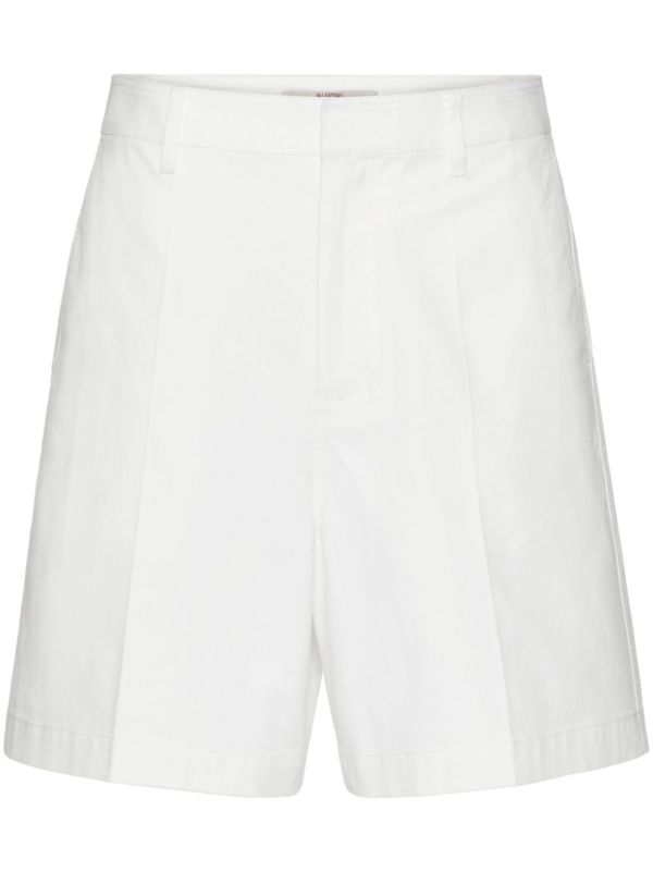 Valentino Garavani White V-detail Canvas Bermuda Shorts | Browns Bermuda Shorts