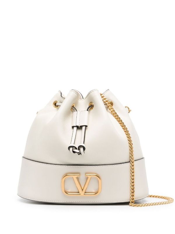 Valentino Garavani white VLogo Signature mini bucket bag | Browns Bucket Bags