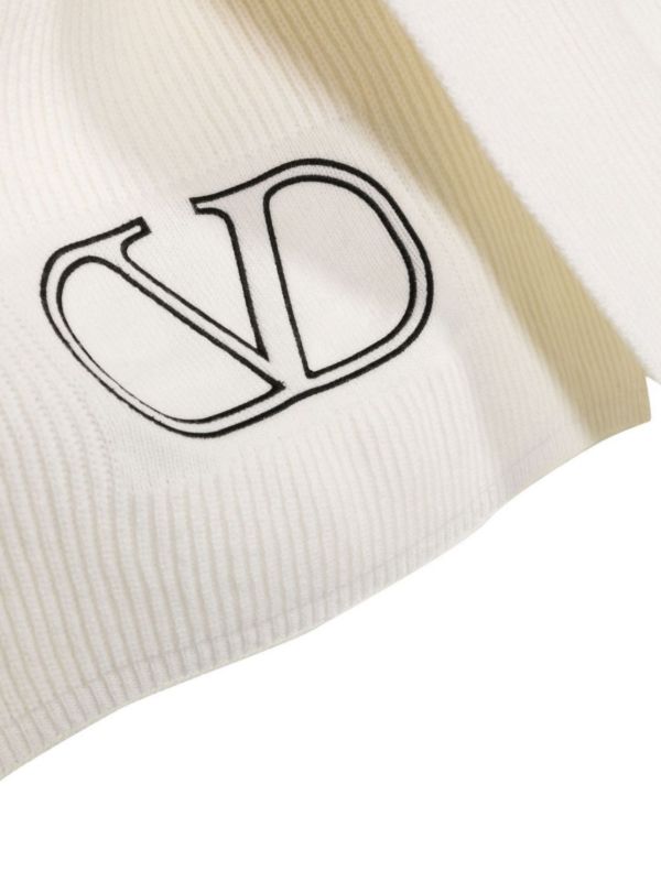 Valentino Garavani White VLogo Signature Ribbed Knit Scarf | Browns Scarves