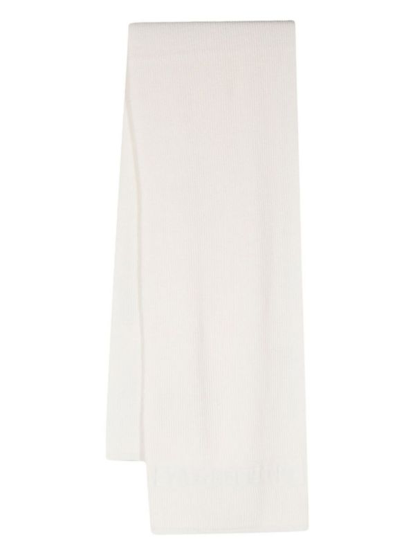 Valentino Garavani White VLogo Signature ribbed knit scarf | Browns Scarves
