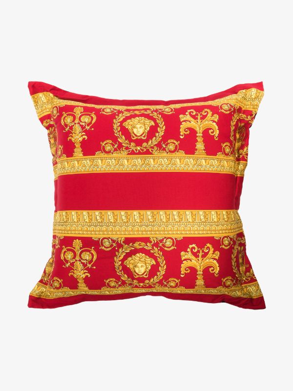 Versace Black And Red I Love Baroque Print Reversible Cushion | Browns Cushions