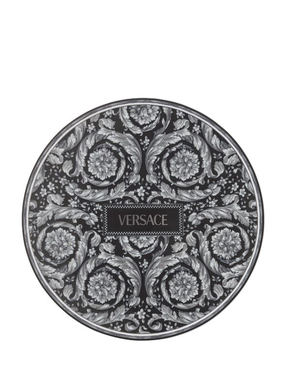 Versace Black Barocco Haze Porcelain Serving Plate | Browns Plates & Bowls