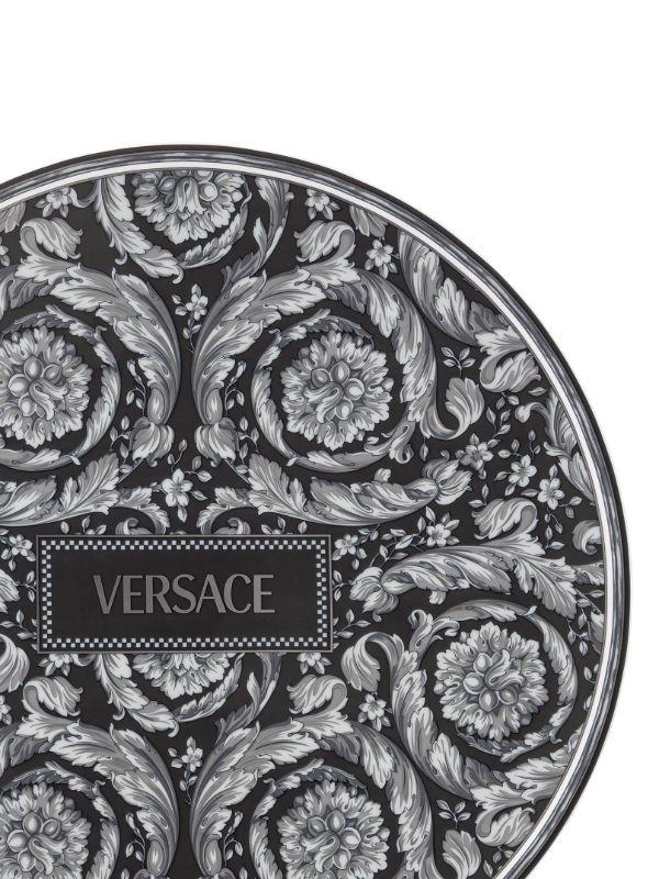 Versace Black Barocco Haze Porcelain Serving Plate | Browns Plates & Bowls