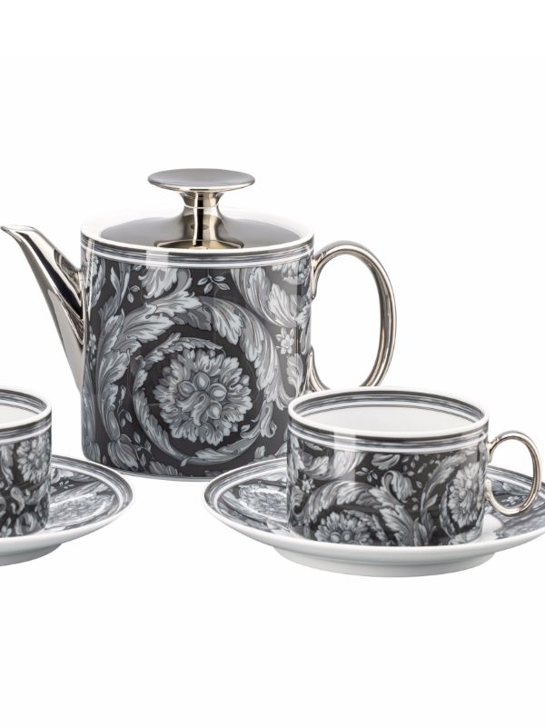 Versace Black Barocco Haze Porcelain Tea Set | Browns Cups & Tea Sets